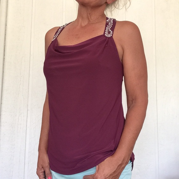 WHBM MAUVE PURPLE EMBELLISHED RACERBACK TANK XS - Picture 5 of 16